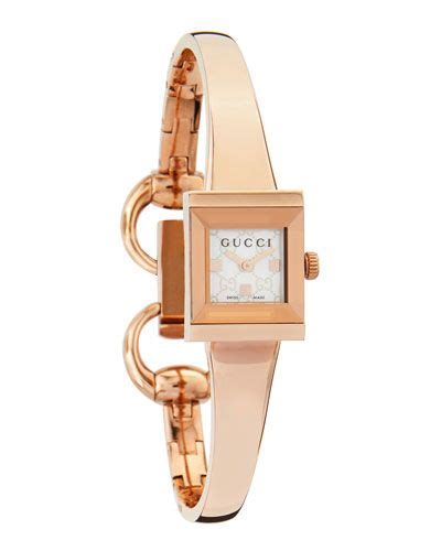 gucci rose gold pvd stainless steel square watch|Gucci gold bracelet watch.